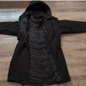 Design Collective Women's Black Trench Puffer Winter Coat